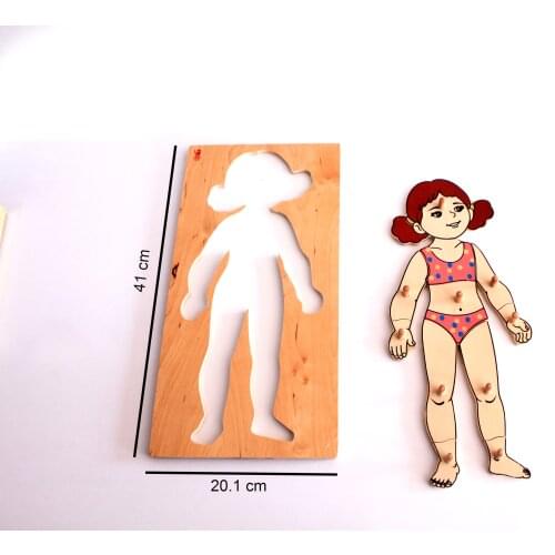 Girl Body Parts Puzzle for Kid Education Early Learning Aid Montesorri Shape and Color Children Block Tool Toy for Baby Toddler