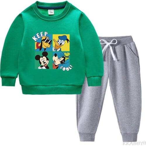 Disney Mickey Mouse Cartoon Clothing For Children Fashion Baby Clothes Set Autumn Long Sleeve Kids Clothes