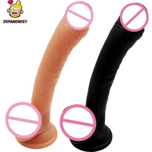 DopaMonkey Realistic Foreskin Dildo Strong Suction Cup Silicone Soft Penis Anal Plug Prostate Massage Sex Toy For Woman