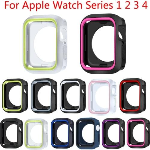 Dual Color TPU Protective Cover For Apple Watch Series 4 3 2 1 38mm 40mm 42mm 44mm Perfect Bumper Silicone Case for iWatch Band
