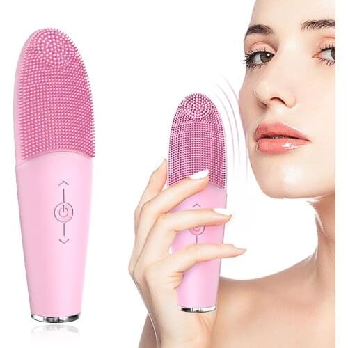 Electric Silicone Facial Cleansing Brush Face Washing Machine Ultrasonic Vibration Waterproof Facial Cleaning Brush Usb Recharge