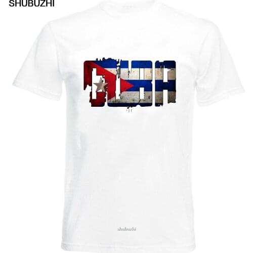 Printed T-Shirt Men Cuba Flag - White T Shirt Top Tee Design - Mens Womens Kids & Baby Sizes O-Neck T Shirt sbz8026