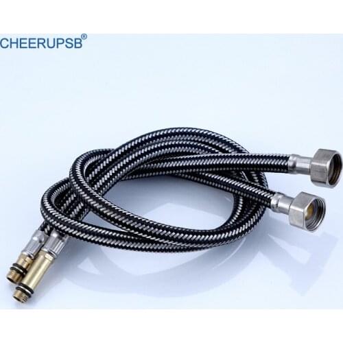 Kitchen Bathroom Hot Cold Water Flexible Hose 1/2 Nylon Stainless Steel Faucet Pipe 2 PCS Mixer Plumbing Hose Water Supply Hoses