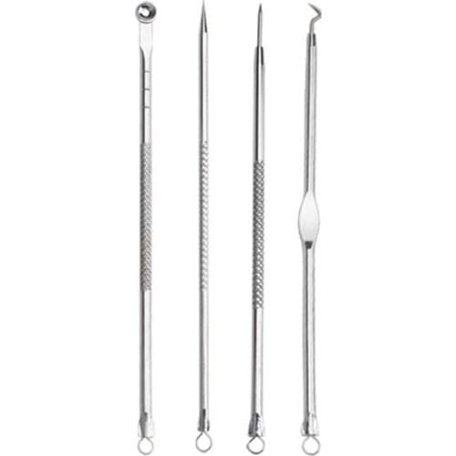 4pcs/bag Blackhead Removal Needles Black Dots Cleaner Stainless Steel Spot Extractor Acne Treatment Needle Face Clean Care Tool