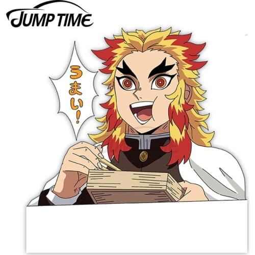JumpTime 13 x 7.8cm Fire Man Demon Slayer Peeker Car Stickers Laptop Decal Bumper Surfboard Waterproof VAN Laptop Car Styling