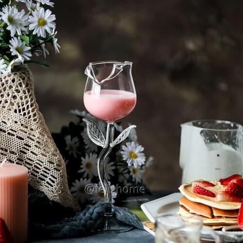 Creative Art Rose Glass Champagne Glass Craftsman Hand-made Glass Cup Home Decoration