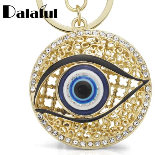 Fashion Crystal Purse Bag Buckle Pendant Eyes Hollow Out Round Metal Key Chains Rings For Car Keyrings KeyChains K165 New