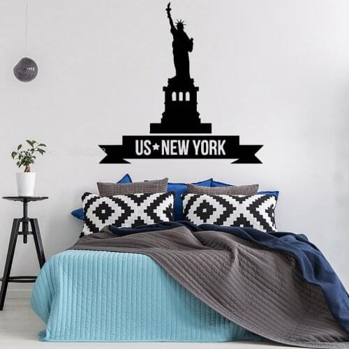 Statue of Liberty Wall Stickers US New York America Wall Art World Largest city Wall Decor Letter mark City Skyline Decal Y205