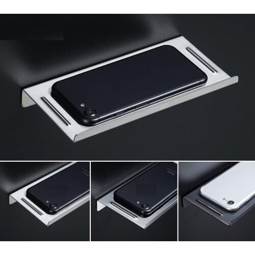 304 Stainless Steel Single Storage Shelf Mobile Phone Remote Control Holder Rack Wall Mount