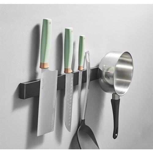 304 Stainless Steel Wall Mounted Magnetic Knife Holder Magnet Kitchen Utensil Knife Block Knives Storage Organizer Accessories