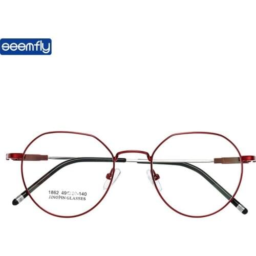 Seemfly Retro Round Glasses Frame New Soft Metal Frame Optical Glasses Ultralight Clear Flat Lens Spectacles For Men And Women