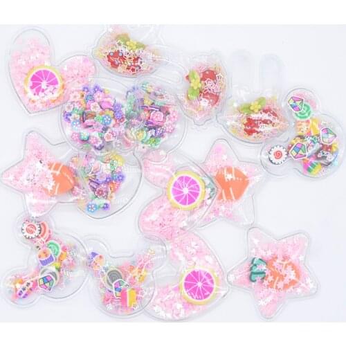 Wholesale 50Pcs Transparent Fill Sequins Clay Applique Star Mouse Heart Rabbit Strawberry for DIY Headwear Hair Clips Decor H46