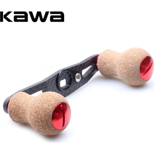 KAWA New Fishing Reel Handle Carbon Fiber for Shimano Daiwa Abu Baitcasting With Cork Knob Hole size 7*4/8*5mm Length 90mm