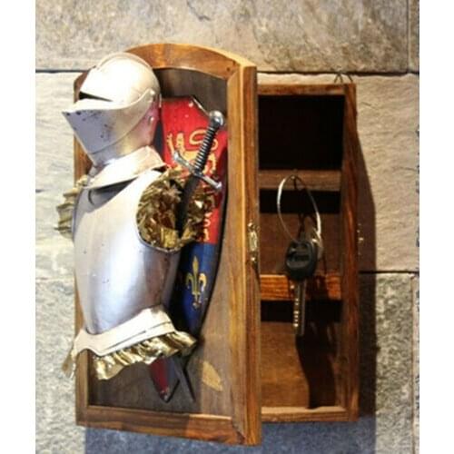 Key Box Medieval Knight Armor Vintage Hand Made Metal Art Bar Wall Decor
