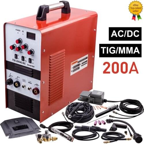 Welding Machine 200A TIG Arc Metal AC/DC 220V Pulse Inverter Welder Holder & Tig Torch 110/220V Frequency 80