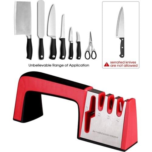 Knife Sharpener 4 in 1 Professional Kitchen Sharpening Stone Scissors Grinder Knives Tungsten Diamond Ceramic Whetstone Tools