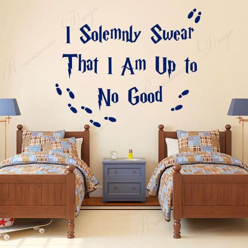 I Solemnly Swear That I Am Up To No Good Quotes Wall Sticker Vinyl Home Decor Kids Boys Room Marauders Map Harry P Decals 4260