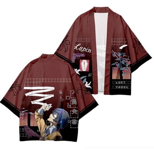 Harajuku Japanese Kimono Yukata Haori Cardigan Coat Tops Shirts Blouse Bungo Stray Dogs Dazai Osamu Anime Cosplay Costume