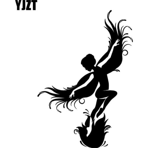 YJZT 11.2*16.2CM Enjoy Dancing Happily Angel Car Sticker High Quality Covering The Body Decal Black/Silver C20-1312