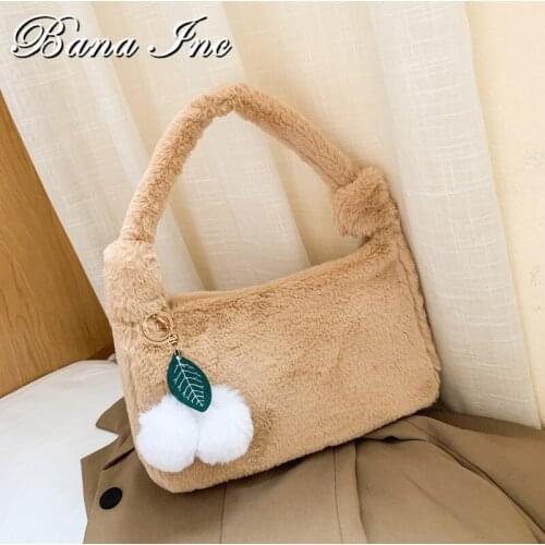 Womens Bag Small Shoulder Bags Faux Fur Purse And Handbag Winter Plush Hand Bags For Women 2021Desinger Handbags Bolsa Fminina