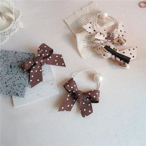 Women Fashion Dot Pearl Hair Ties 2021 Lady New Bow Hairpin Headdress