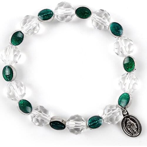 KOMi Gothic Metal Crystal Beaded Rosary Bracelets for Women Catholic Religion Praying Bracelet Virgin Mary Pendant Collana R-409