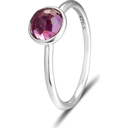 February Droplet Ring Fits European Jewelry Authentic 925 Sterling Silver Jewelry for Women Wholesale Free Shipping