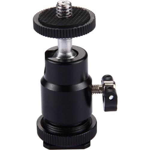 1/4 Hot Shoe Tripod Mount Camera Head Ball Adapter Cradle Ball Head with Lock LED Light Flash Bracket Holder For DSLR DV Cameras