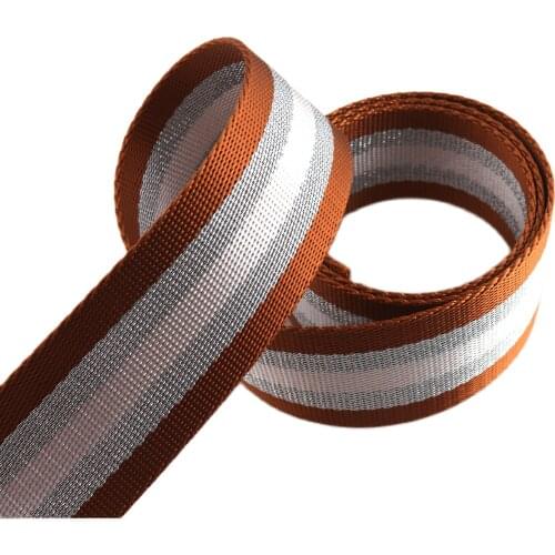 1.5inches Nylon Webbing Brown Striped Webbing Fabric Belt Polyester Ribbon Camera Strap Key Fobs Strap Webbing Bag Shoulder