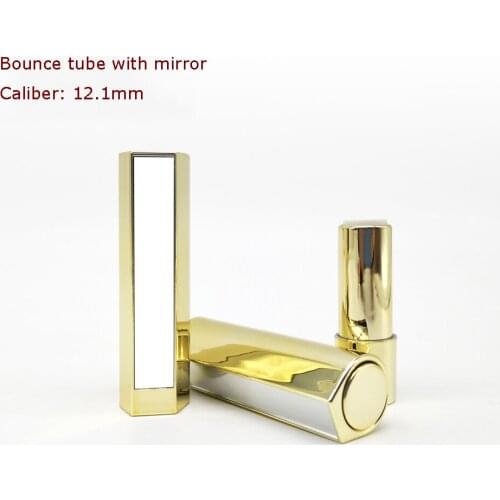10pcs-50pcs 12.1mm empty Press the bouncing lipstick tube with mirror Golden high-quality DIY lipstick tubes packaging material