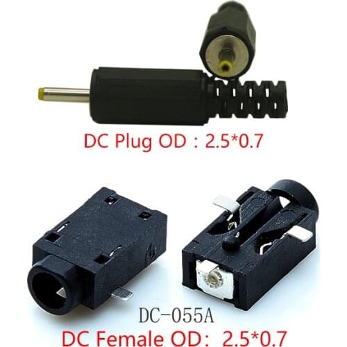 10Pcs/Lot DC Connector Female Power Jack SMD Pin 0.65mm x O.D Plug 2.35mm PCB mounting For Notebook Laptop Tail Charging DC-055A
