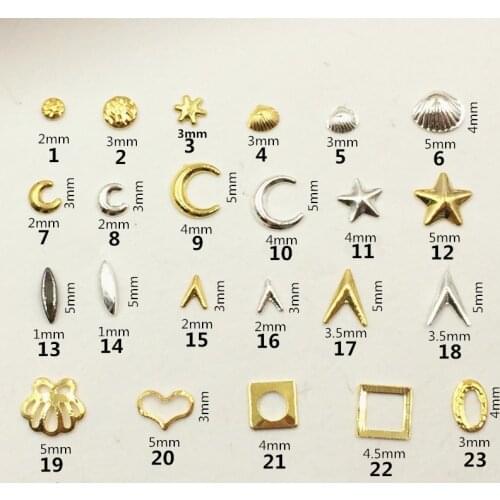 100Pcs/Lot Gold Silver Moon Shell Star Rivet Studs Metal Alloy Nail Art Decorations 3D DIY Nail Stickers Jewelry Nail Charms