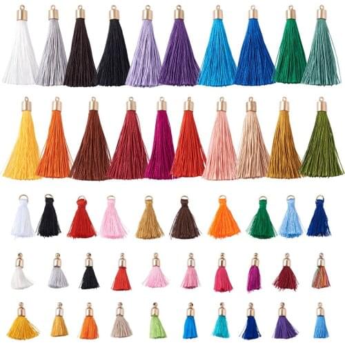 120pcs Mixed Color Tassel Earrings Pendant Charms Necklace Bracelet Decorations Tassel Brush for DIY Jewelry Making Accessories