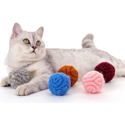 6 Pcs/set Cat Toys Interactive Soft Wool Ball Training Pet Playing Ball Toy for Cats Kitten Funny Pet Supplies with Catnip D5018