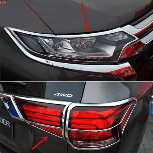ABS Chrome before headlight rear tail light decorative frame anti-scratch car styling For Mitsubishi Outlander 2016-2019
