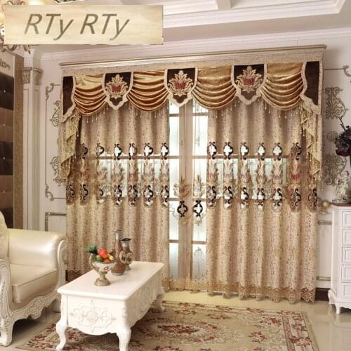 American luxury custom high quality embroidery Blackout curtains for Bedroom windows classic villa curtains for Living Room