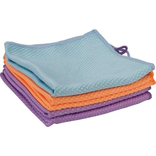 Traceless Lint Free Absorb Water Dishcloth Fish Scale Rag Microfiber Glass Cleaning Cloth For Windows Kitchen Mirrors