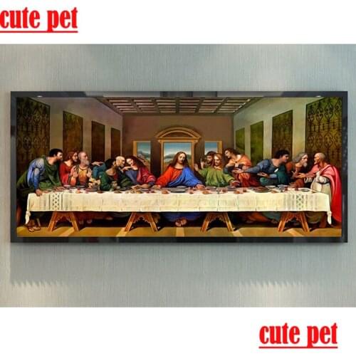 Large rhinestone DIY Diamond Painting The Last Supper Crystal Diamond Painting Jesus Cross Stitch diamond mosaic Home Decorative