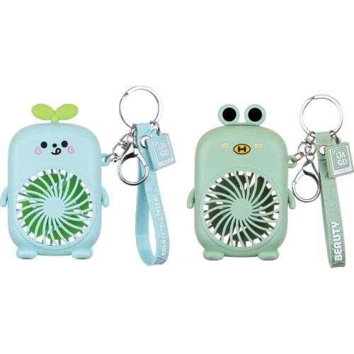 Mini Cartoon Fan Keychain, Handheld Portable USB Rechargeable Personal Pocket Fan Bring Cool Summer for Travel Outdoor Camping