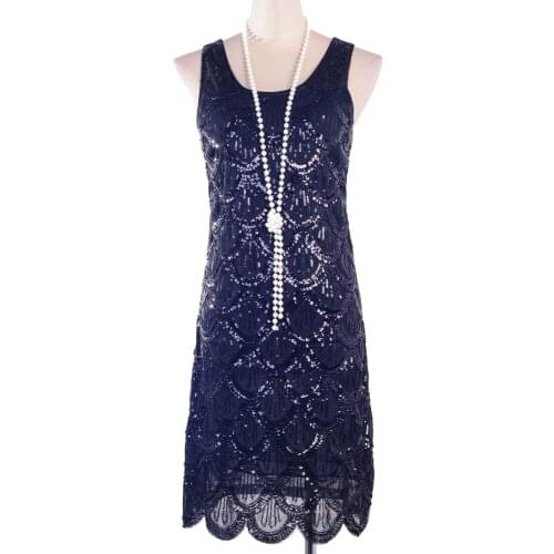 Black 1920s Vintage Peacock Sequin Cocktail Party Dress O-Neck Roaring 20s Great Gatsby Dress Gabster Fancy Costumes Sleeveless