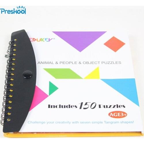 Kids Toy Jigsaw 150 Puzzles Magnetic Math Tangram Brain Teaser Preschool Training Challenge IQ Book Educational Magic Book