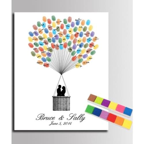 DIY Wedding Guest Book Signature Canvas Fingerprint Painting Sweet Lovers Wedding Gift for Engagement Party Decor Souvenir