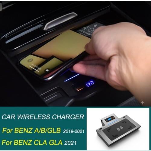 For Mercedes Benz W177 W247 AMG A35L GLB A B Class CLA GLA 2019 2020 wireless charging phone charger charging plate accessories