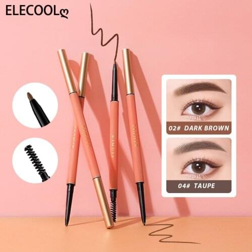 ELECOOL Ultra Fine Triangle Eyebrow Pencil Precise Brow Long Lasting Waterproof Eye Brow Makeup Eyebrow Sticker Trimmer Set