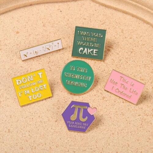 Science Dialogue Sentences Enamel Pins Badge Quote Mathematical Formula Brooches Backpacks Lapel Pin Jewery for Friend Wholesale