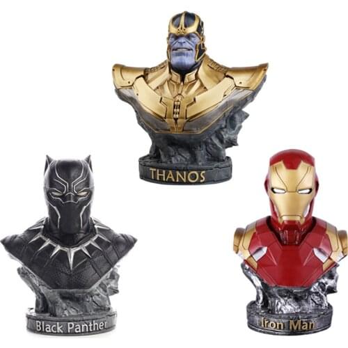 Hasbro Avengers Super Hero Iron Man Black Panther Thanos Bust Resin Action Figure Desk Decoration Collection Model Statue Gift