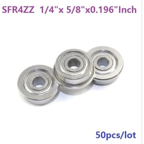 50pcs SFR4ZZ SFR4Z SFR4 Z ZZ 1/4" x 5/8" x 0.196" Inch Stainless Steel flanged flange Ball Bearing 6.35 x 15.875 x 4.98 mm