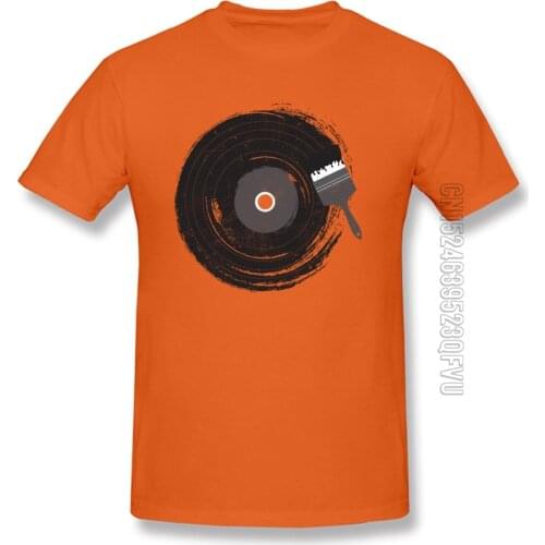 Records Art of Music Tops & Tees Men Designer Round Neck Orange T Shirts 100% Cotton Short Sleeve T-shirts Hiphop Rap Tshirts