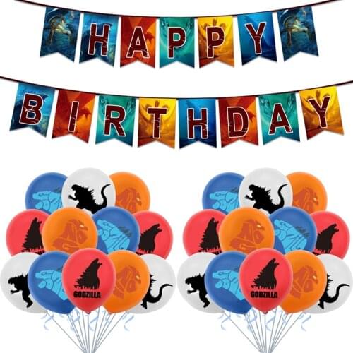 Godzillaed Balloons King Kong Latex Ballons Happy Birthday Banner Cartoon Movie Party Decoration Dinosaur Monster Kids Boy Toys