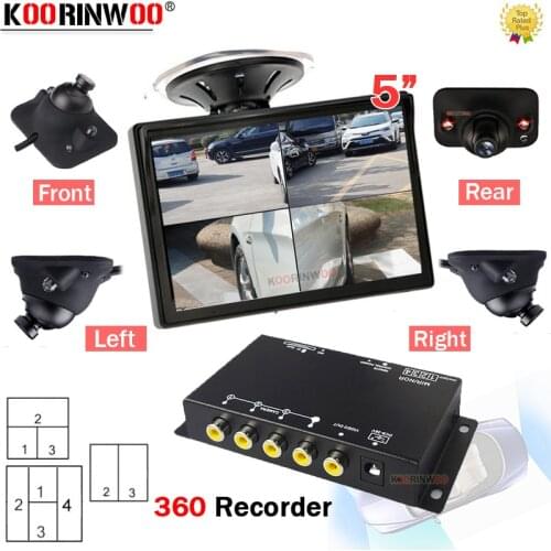 Koorinwoo Switch 360 DVR Recorder Parking System 4 Channel Split Box Left Right Side Front Rear camera IR Lights For Car Monitor